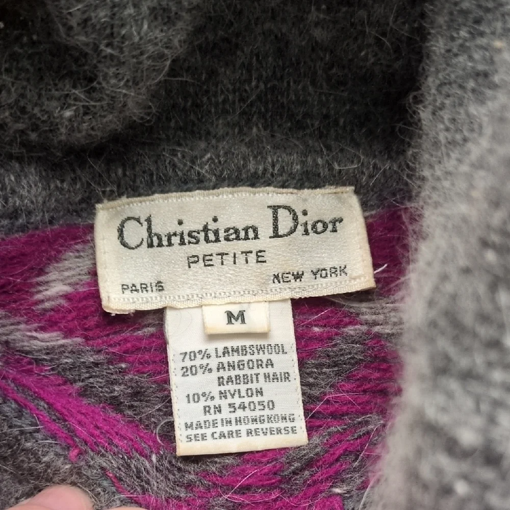 Vintage 80s 90s Christian Dior Sweater - Lambswool Angora Rabbit Hair - MP - Picture 2 of 8